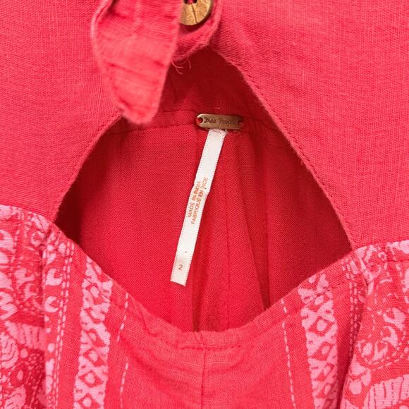 Free People Feel The Sun Cut-Out Boho Jumpsuit in Red size 2 - Picture 5 of 7
